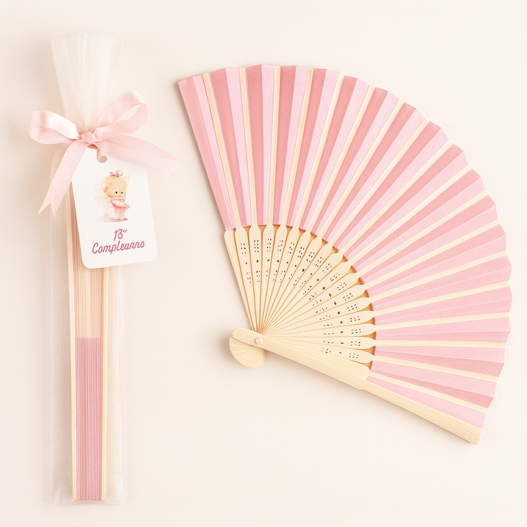 ventaglio personalizzato con il tag per il 18º di Compleanno si può avere in tutti i colori