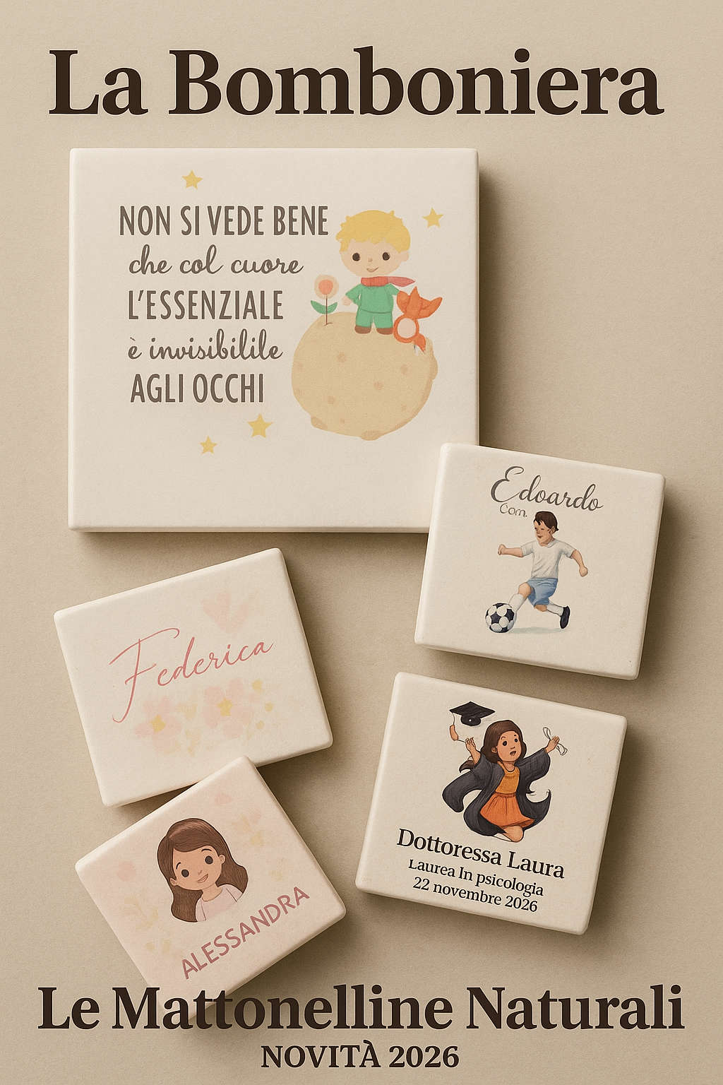 mattonelline magnetiche personalizzabili con qualsiasi immagine in ceramica e cotone , la novità green del nuovo anno